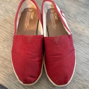 TOMS Classic Red Canvas Slip-Ons
